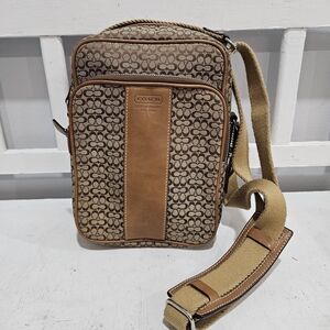 Coach Signature Mini C Camera/Sling Adjustable Bag Unisex Canvas & Leather